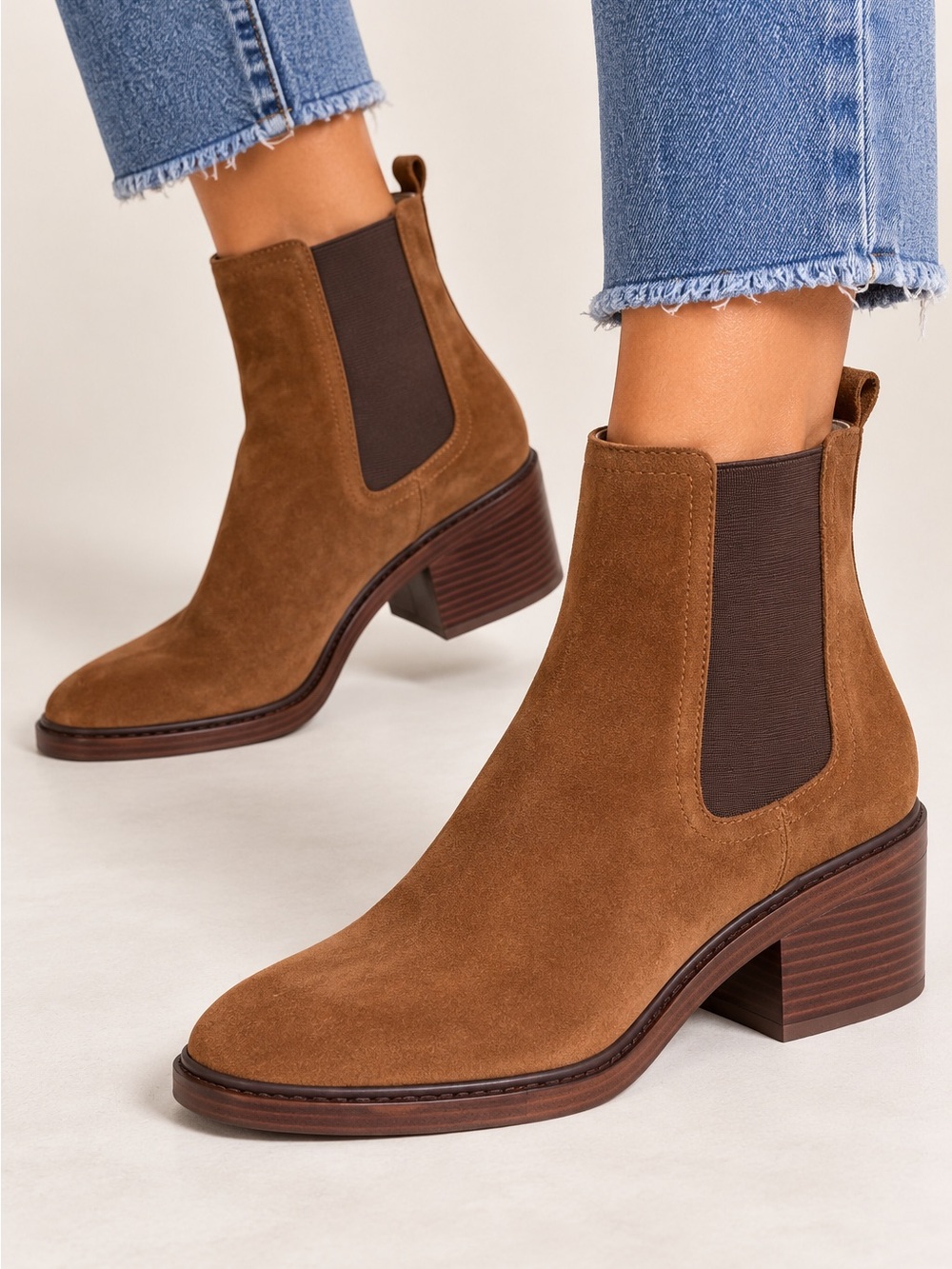 265. Marc Fisher Suede Chelsea Booties in Brown